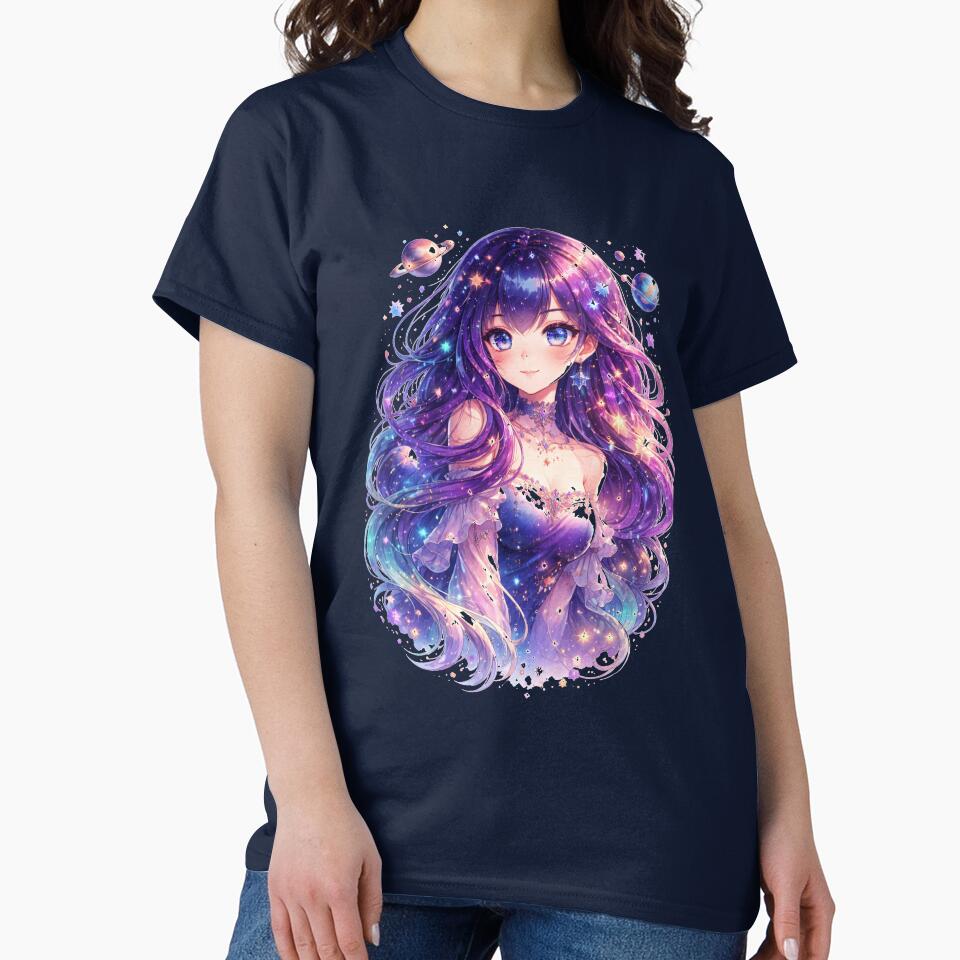 Galaxy Hair Anime Girl Fantasy Art by InspireArtI
