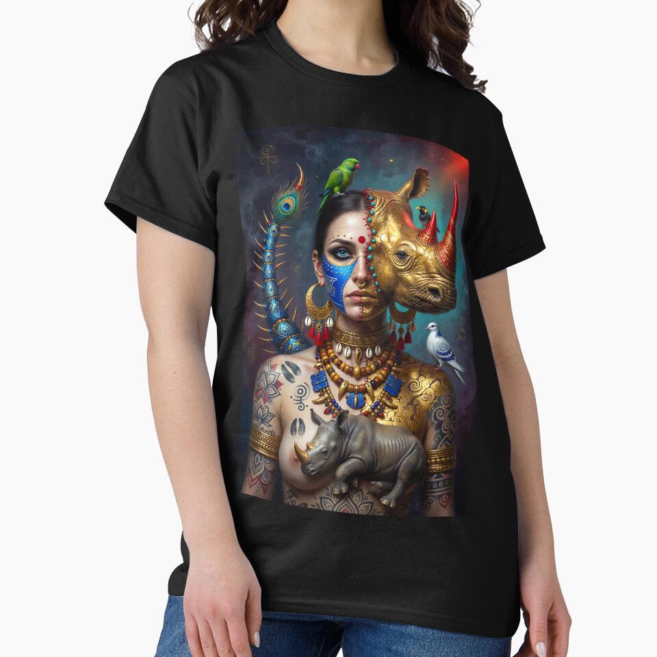 Tribal Boho Rhinoceros Goddess | Mystical Spirit Animal Tattoo Art by Ruta