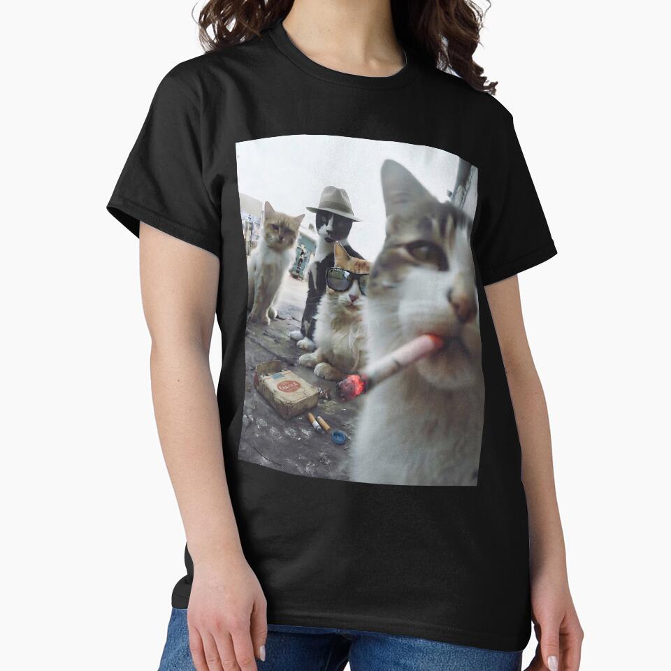 Cats Smoking Cigarette Funny Gangster Cat Life Meme by DarrinReilly