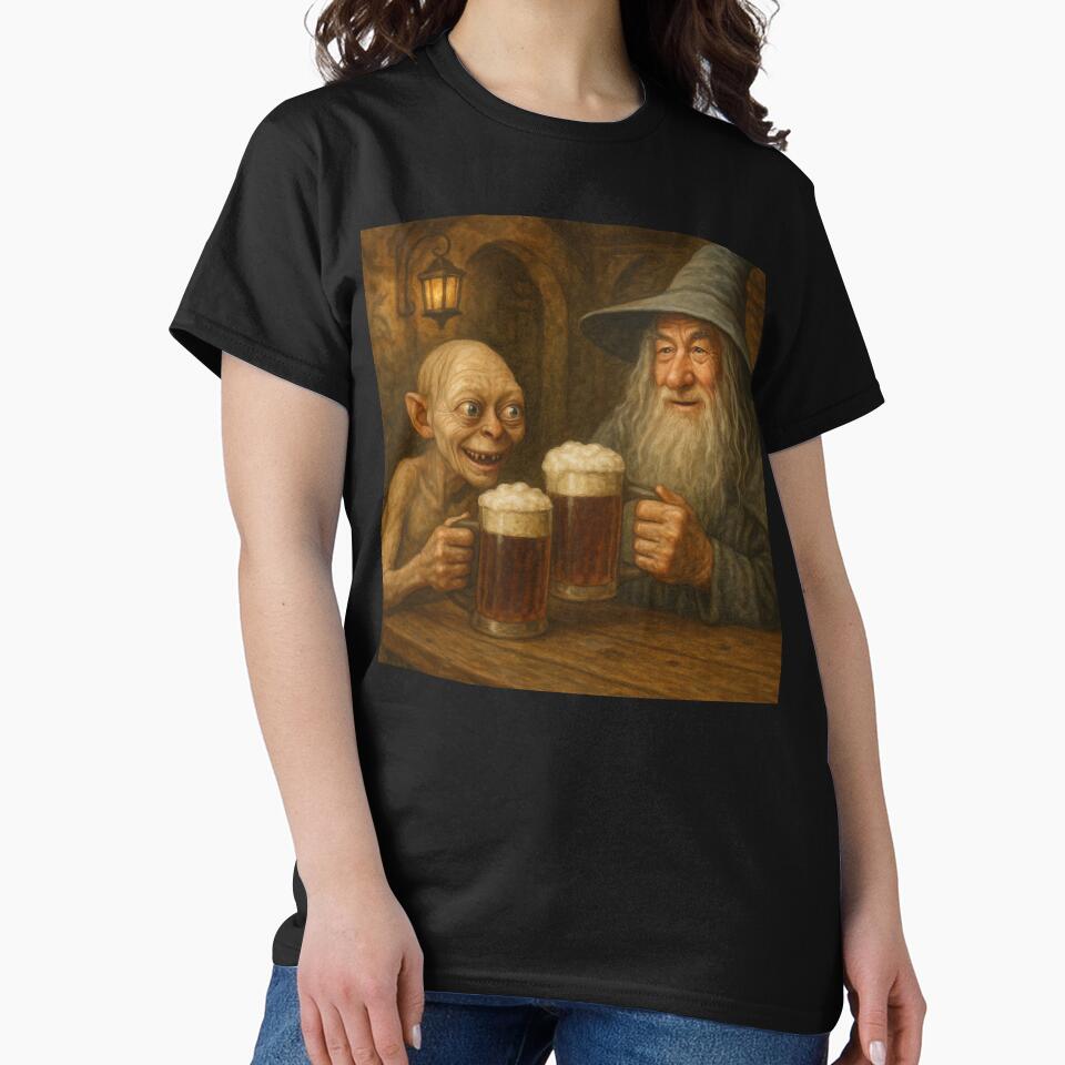 Gollum and Gandalf drinking beer by AndrewWorld