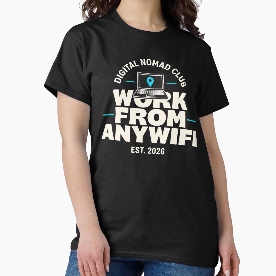 WORK FROM ANYWIFI – Digital Nomad Club Retro Remote Work Tee by Dazai_shop⭐⭐⭐⭐⭐