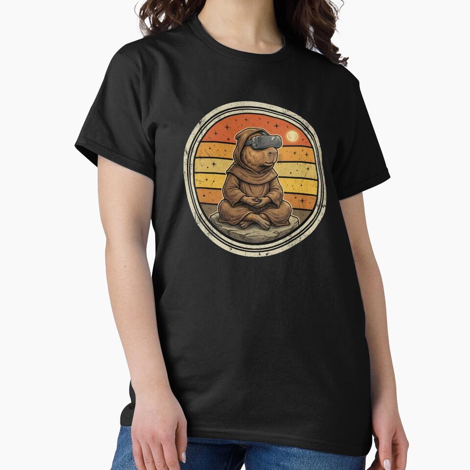 Retro Meditating VR Capybara Monk Vintage Badge by DuckOddity