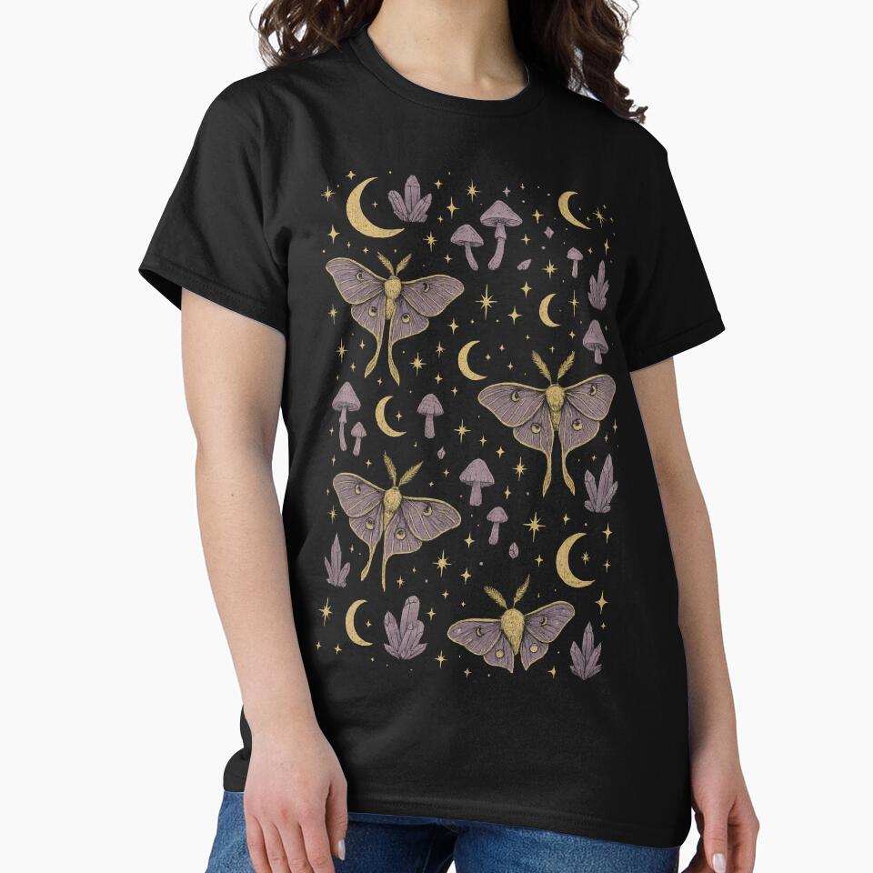 Celestial Moths and Moons – Mystical Seamless Pattern by Ombrya