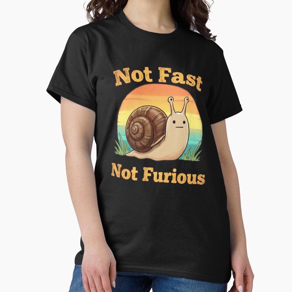Not Fast Not Furious Funny Slow Snail Retro Sunset Gift by Zizo-DR44