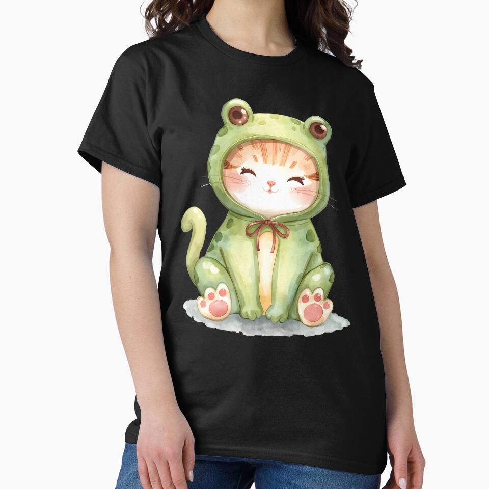 Cute little frog cat in kawaii style by uunaa