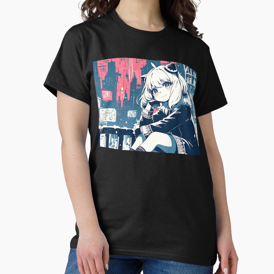Otaku Cute City Night Anime Girl by AnimeArsenalPrints