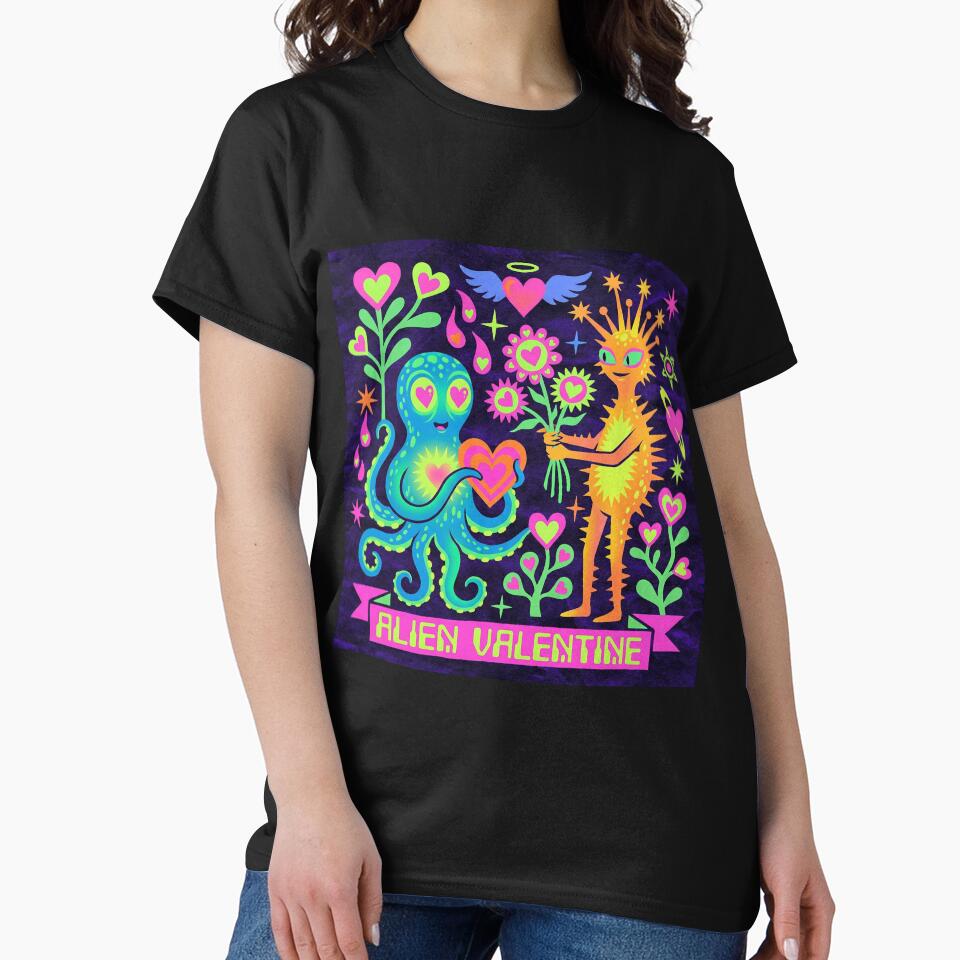 Neon Psychedelic Alien Valentine Octopus Love by zzz888