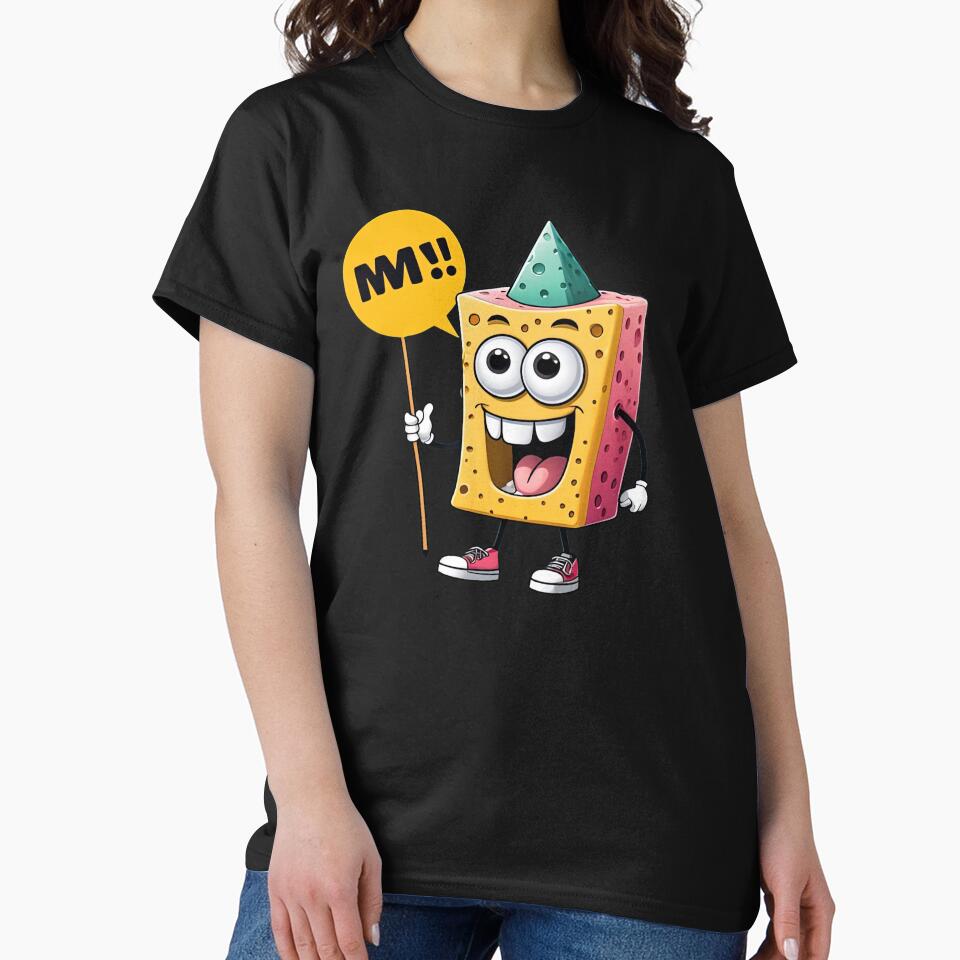 Funny Sponge Character Saying 'M!!' T-Shirt | Cute Cartoon Meme Design by designerbhai009