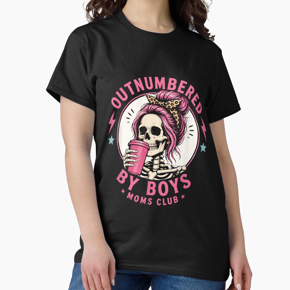 Funny Outnumbered By Boys Boy Mom Club Skeleton Chaos Life by AndersonLFernan