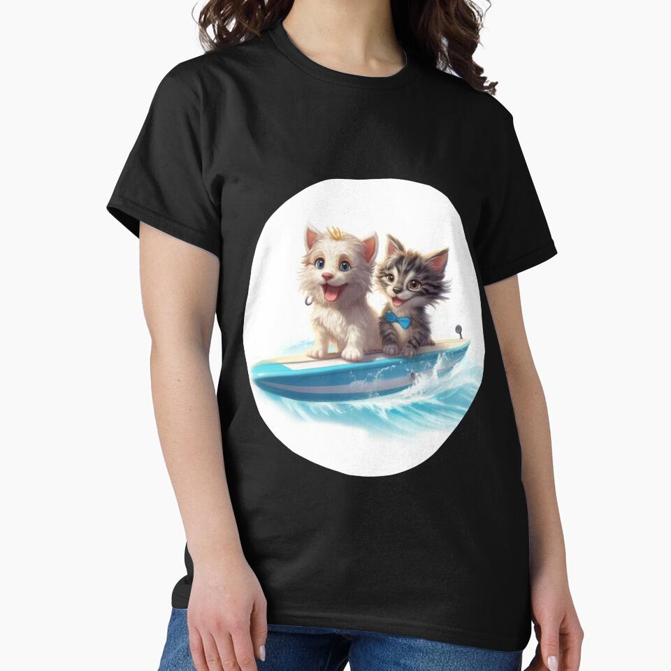 Surfing cat and dog by HarriPaloma