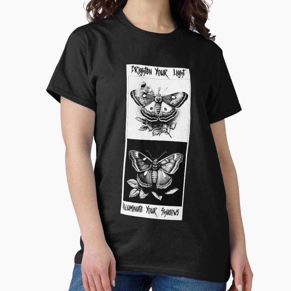 “Brighten Your Light— Illuminate Your Shadows” Moth Nature Motif by TickleSharkDsg