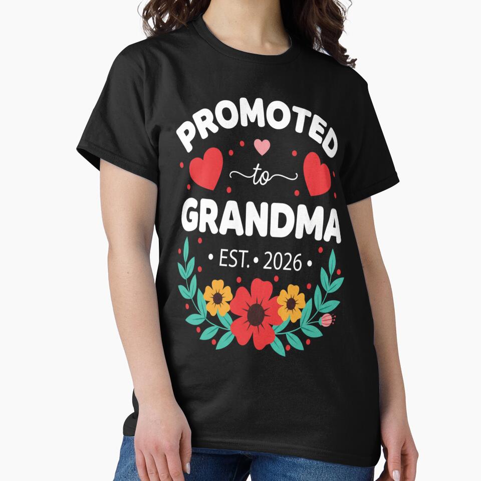 Promoted to Grandma EST 2026 Floral Announcement Gift by FreeArt2