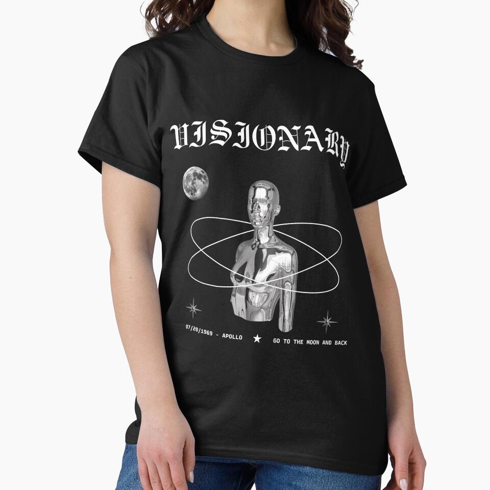 Aesthetic Black and White Apollo-11 VISIONARY T-Shirt by Personal Connection