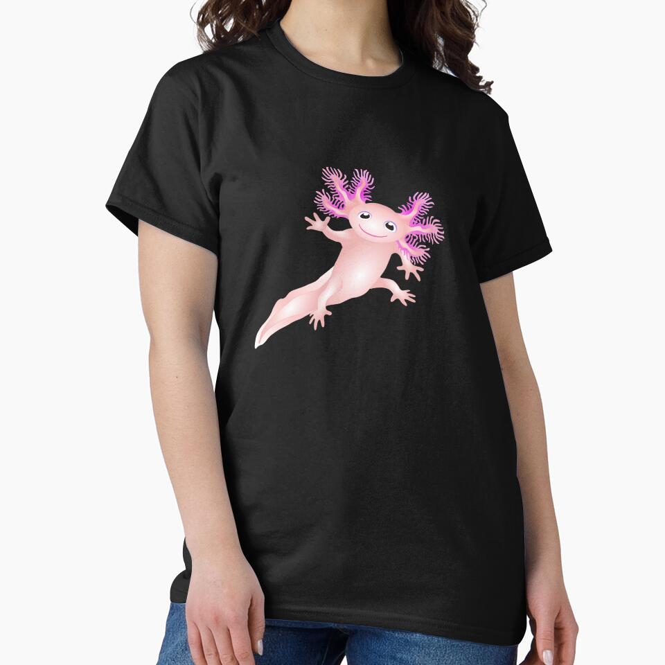 Pink Axolotl Floating And Waving by Adamo-illustration