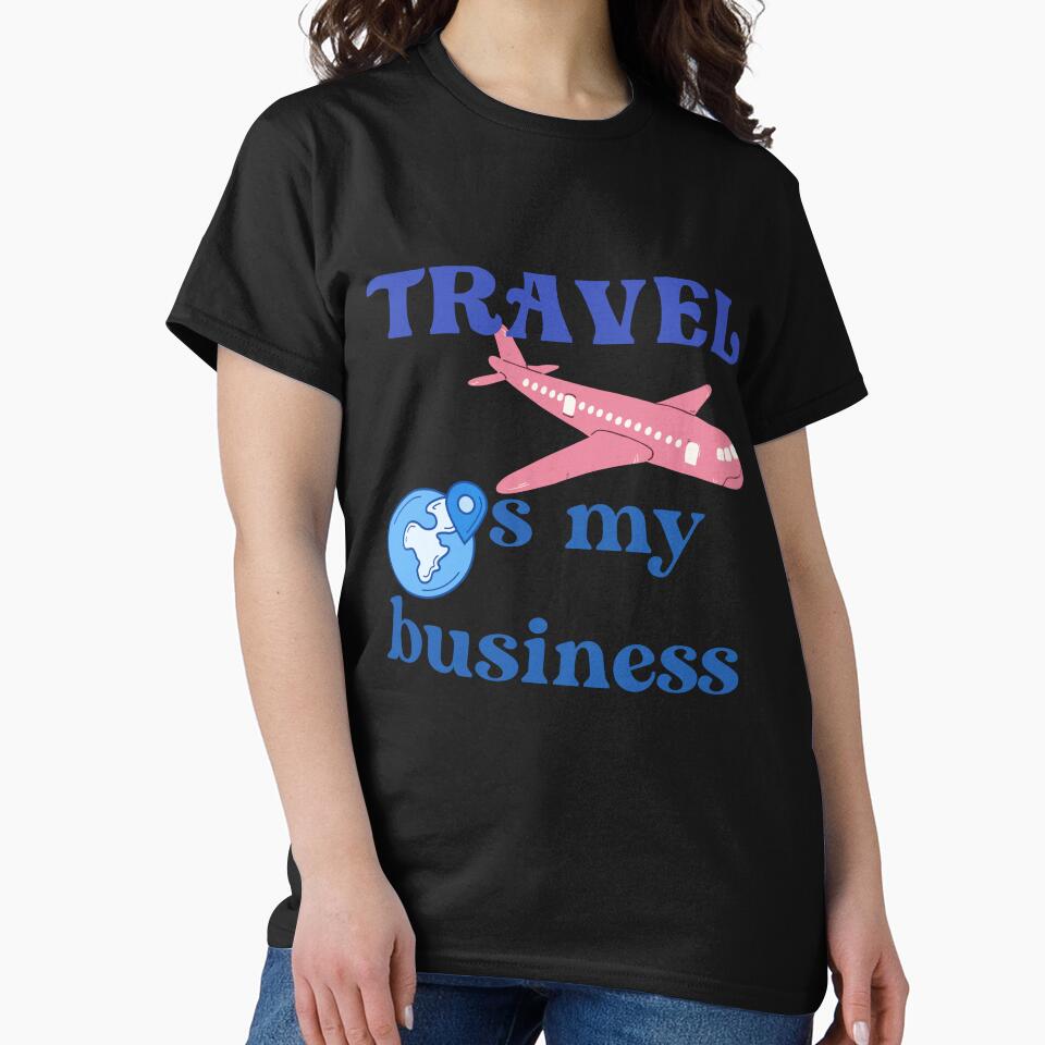 Travel Is My Business Pink Airplane Globe by No Talk Studio