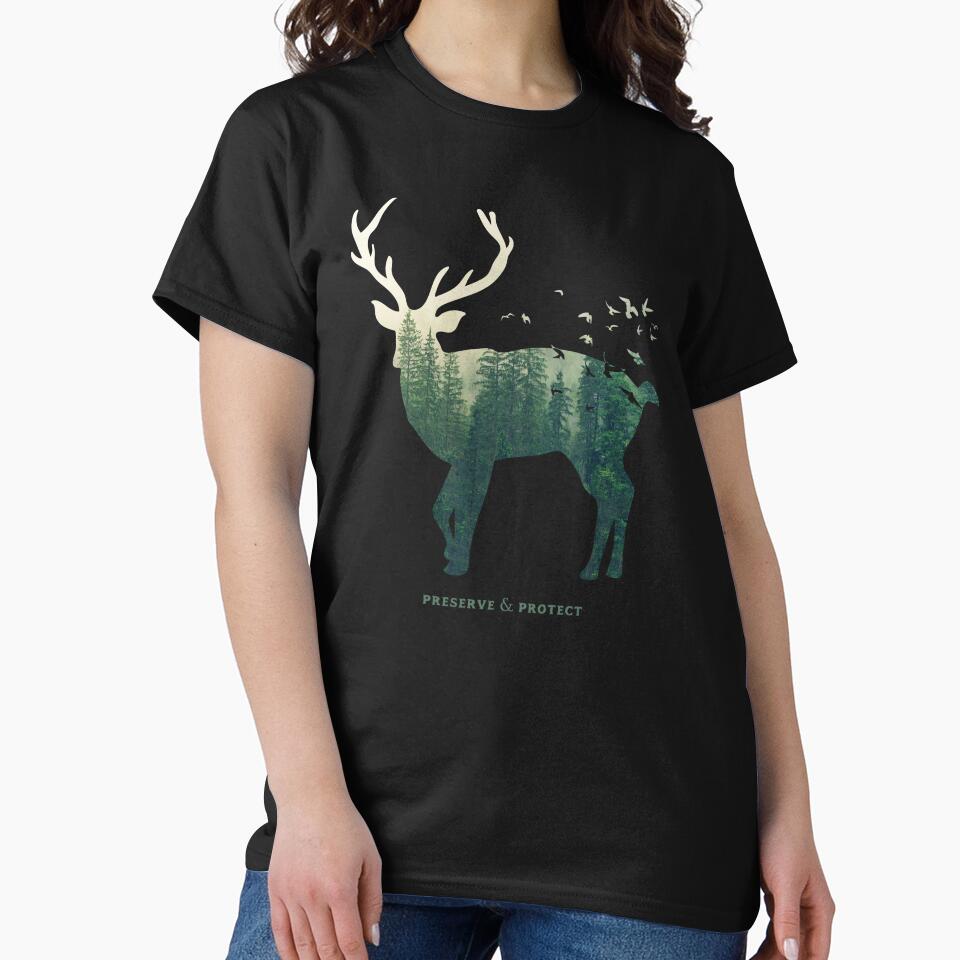 Preserve & Protect Deer Silhouette National Park Nature Double Exposure Forest Save the Environment Climate Change Wilderness Hiking Camping by lanynx design
