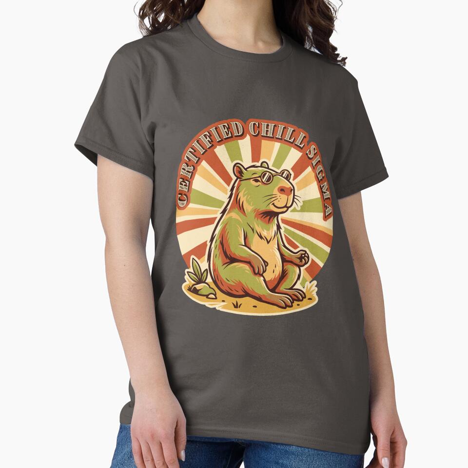 Funny Retro Certified Chill Sigma Capybara Graphic Design by DiNata
