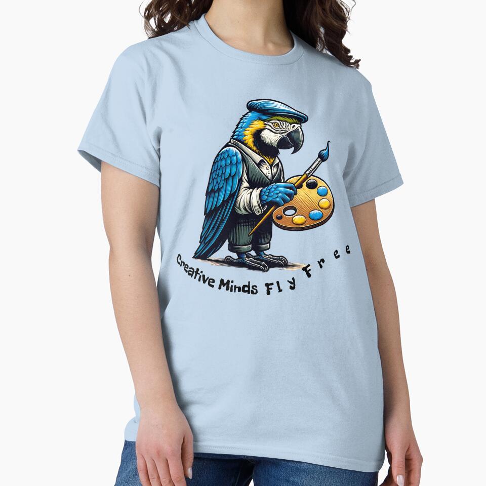Creative Minds Fly Free Artistic Parrot Painter Design by Sachie's Studio