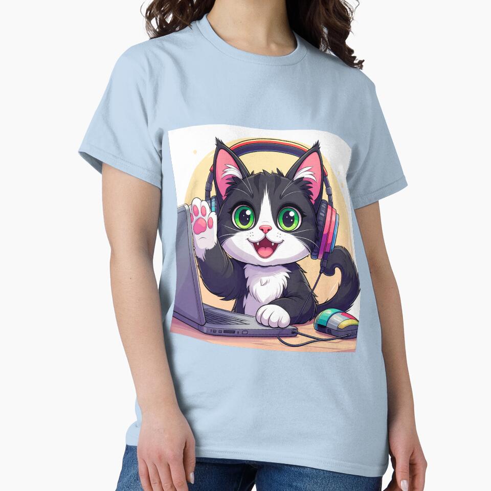 Cute Black Cat Working from Home on Laptop Remote Worker Sticker by OksArtStudio