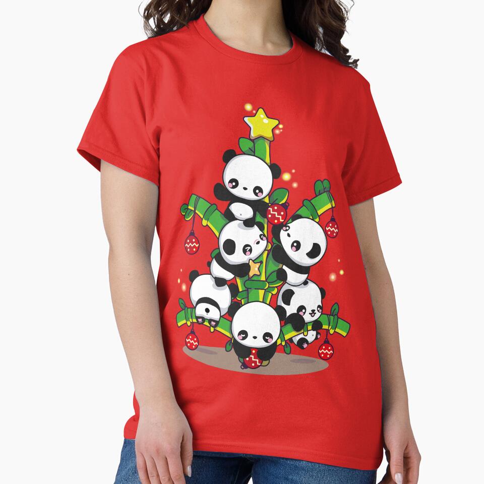 Panda Christmas Tree – Cute Kawaii Holiday Tee by HOLY-D-TEE