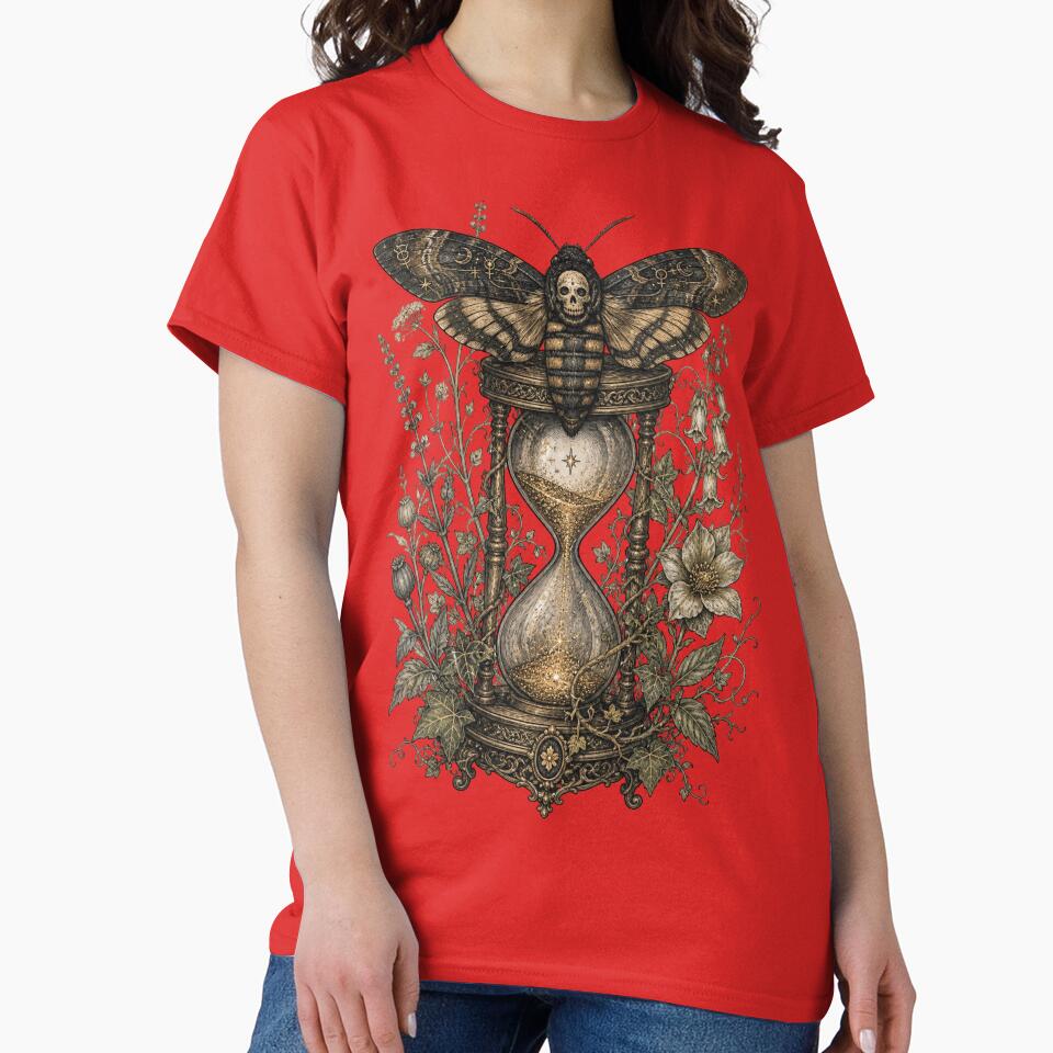 Vintage Mystical Hawkmoth & Hourglass - Dark Academia Celestial Art by Horizon Prime