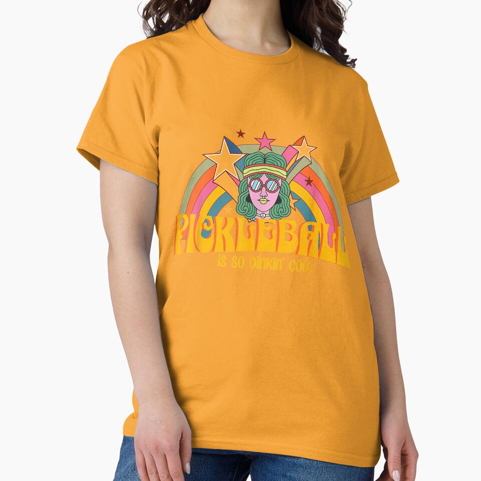 Hippie Pickleball For 1970's Groovy Retro Pickleball Players T-Shirt by ‘Nothing Scares Me’ Store