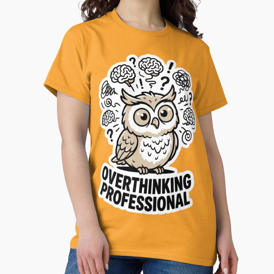 Overthinking Professional Cute Owl Sticker | Funny Overthinker Cartoon Anxiety Humor Design by CreativeNest Prints