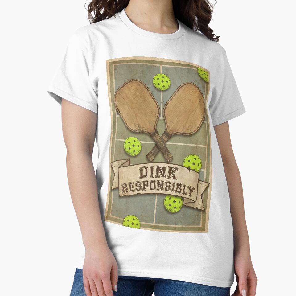 Dink Responsibly Pickleball Crossed Paddles Retro Sports by NonditStudio