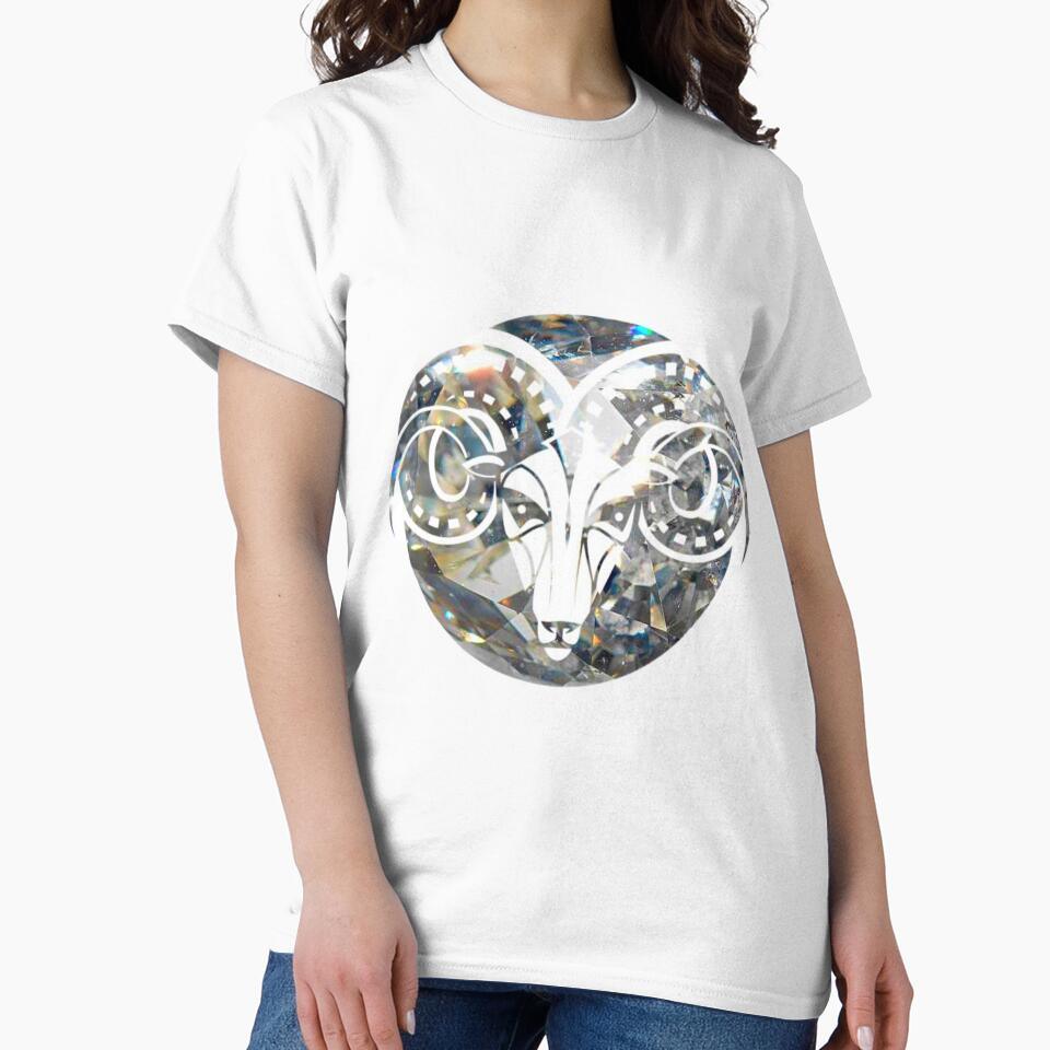 Aries Zodiac Symbol Silhouette Design With April Birthstone Diamond Background by TacoRose