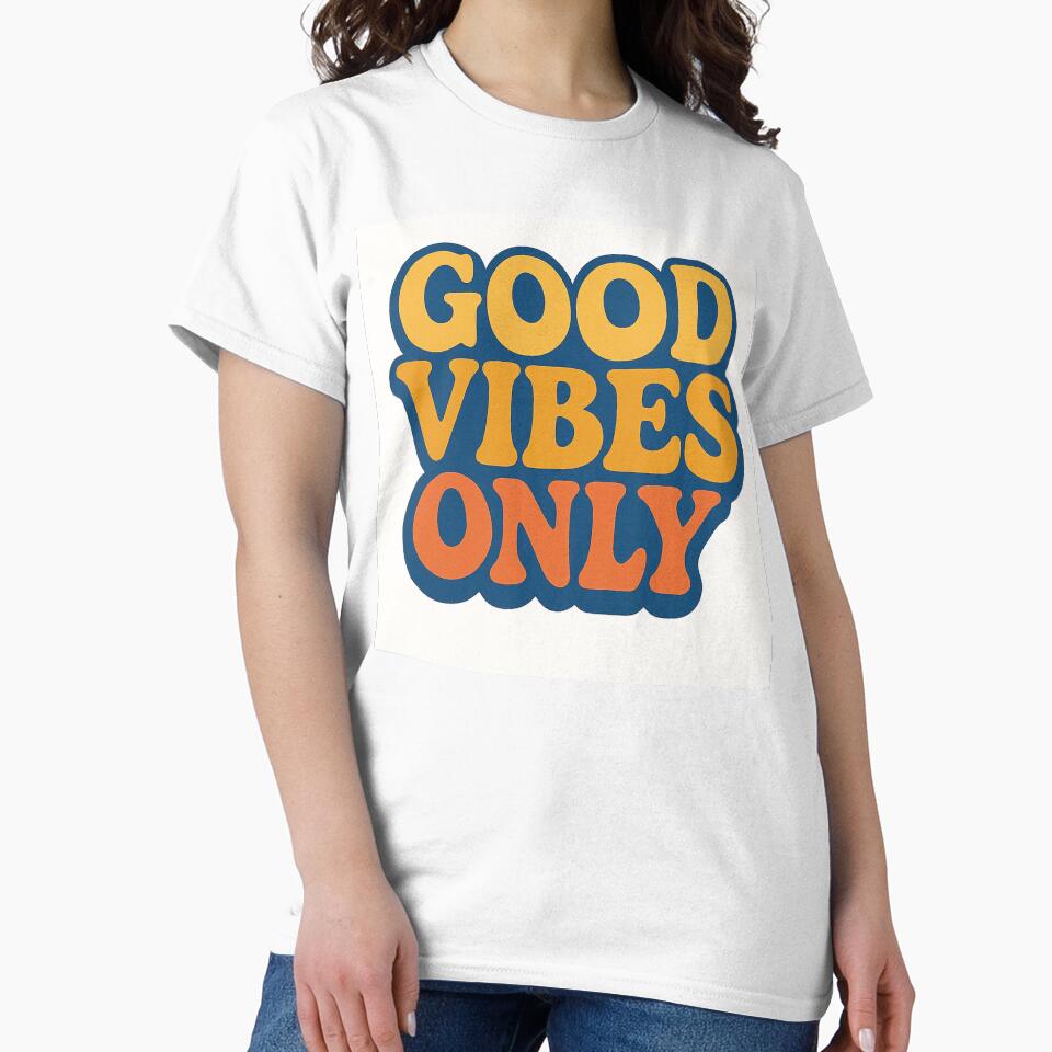Good Vibes Only Retro 70s Style Positive Quote Typography – Groovy Vintage Design for Stickers, T-Shirts & Gifts by AKurita