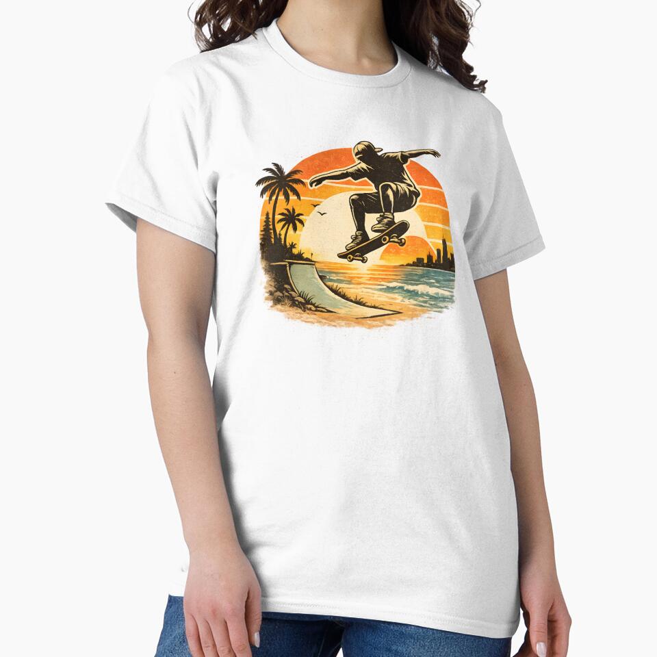 Retro skateboarder at sunset – 70s vintage design by Sunset Syndicate