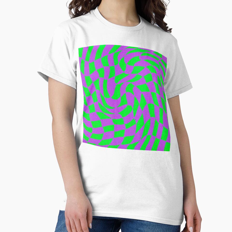 Y2k Lime And Neon Purple Wavy Checkerboard Pattern by DEC02