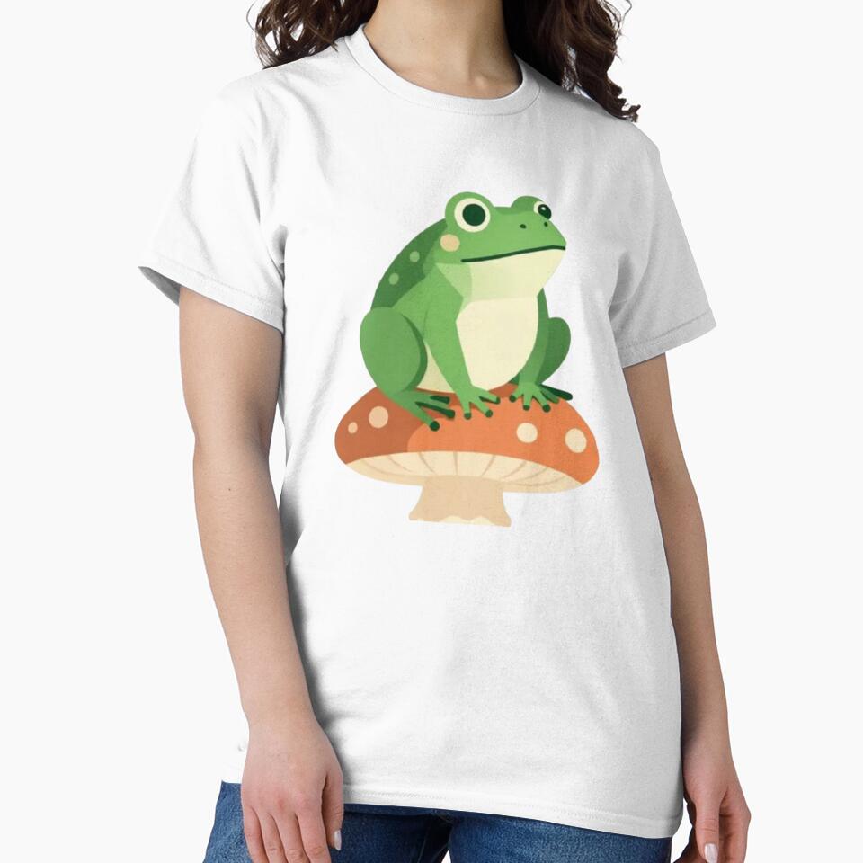 Whimsical Frog on Mushroom – Nature Fantasy Design by Dogandesighn
