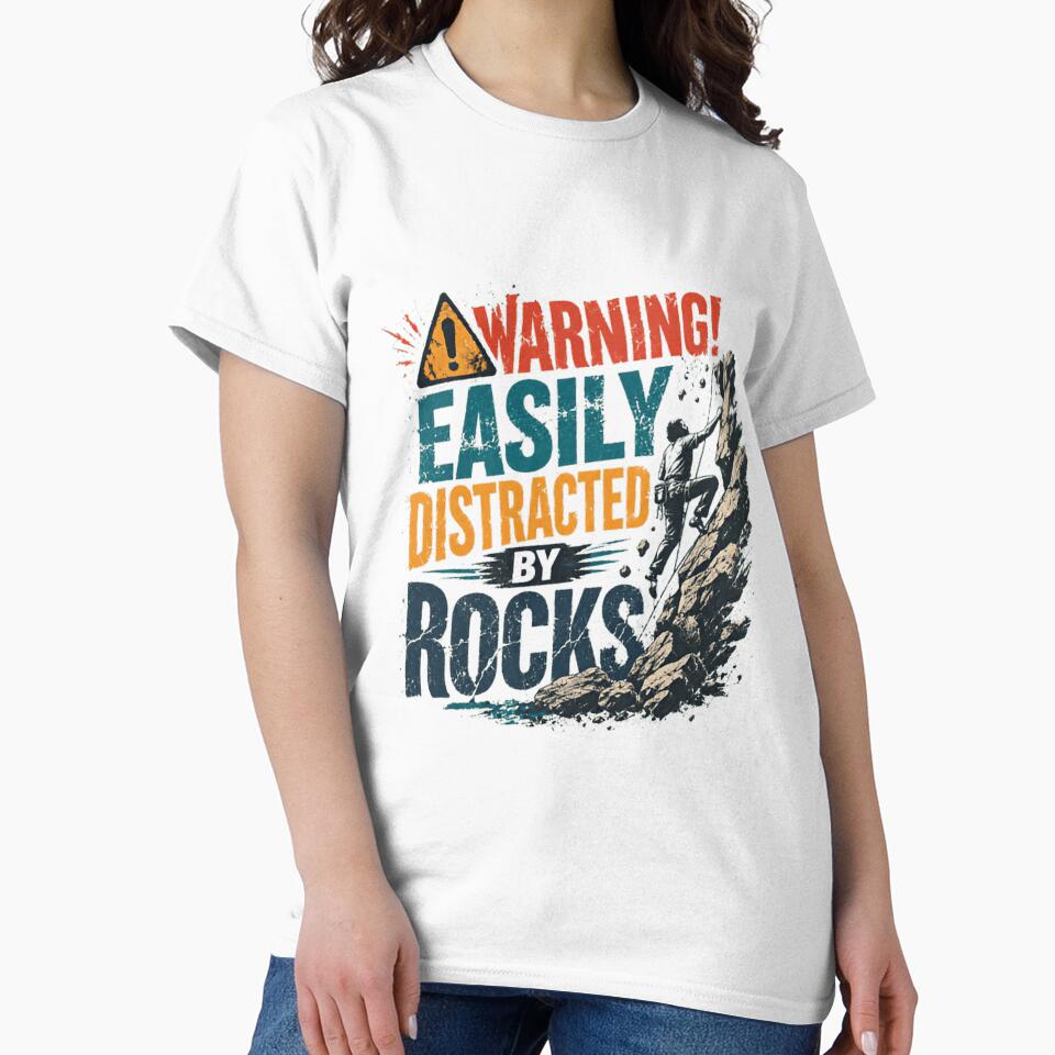 Warning! Easily Distracted By Rocks Rock Climbing Climber Bouldering Mountaineering by RetroMini2026