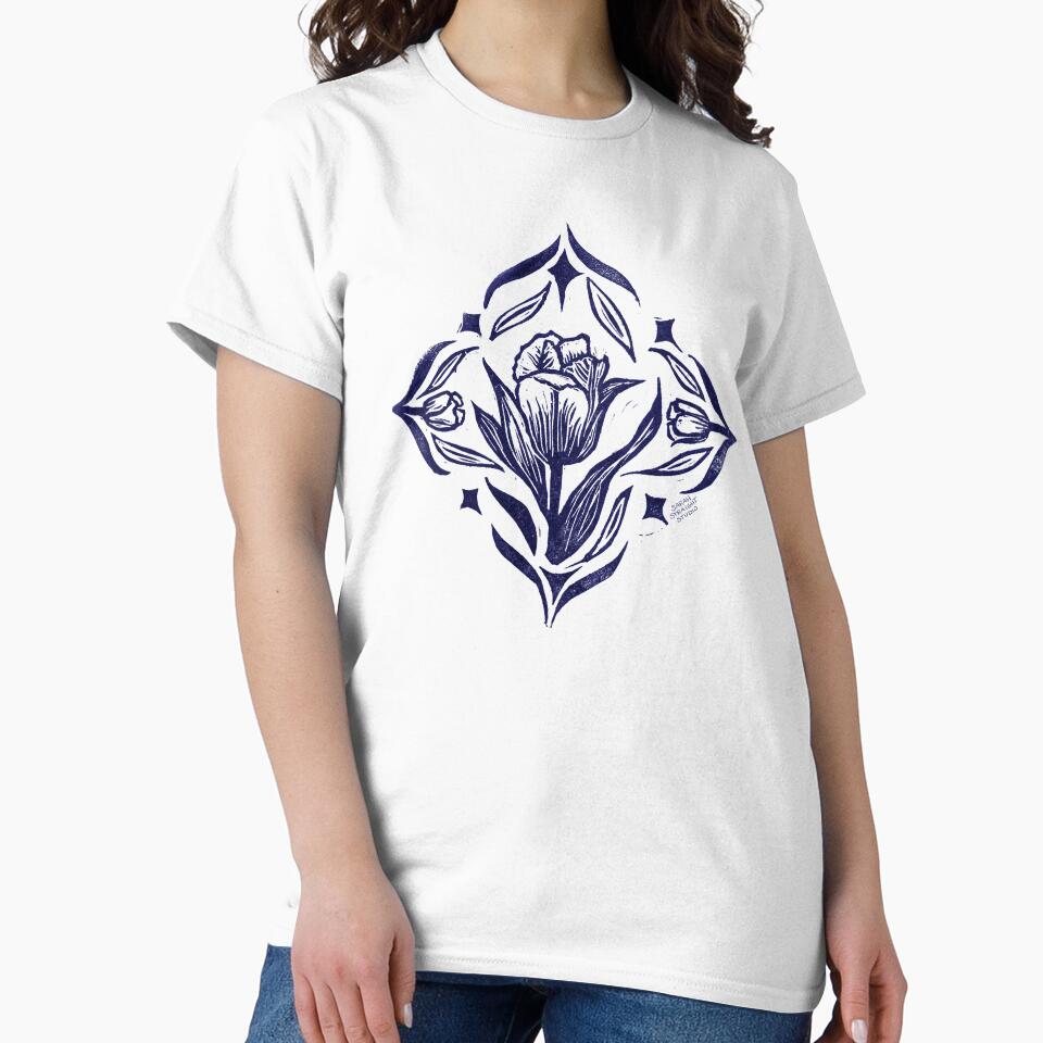 Tulip Block Print - Midnight Navy by sarahstraight