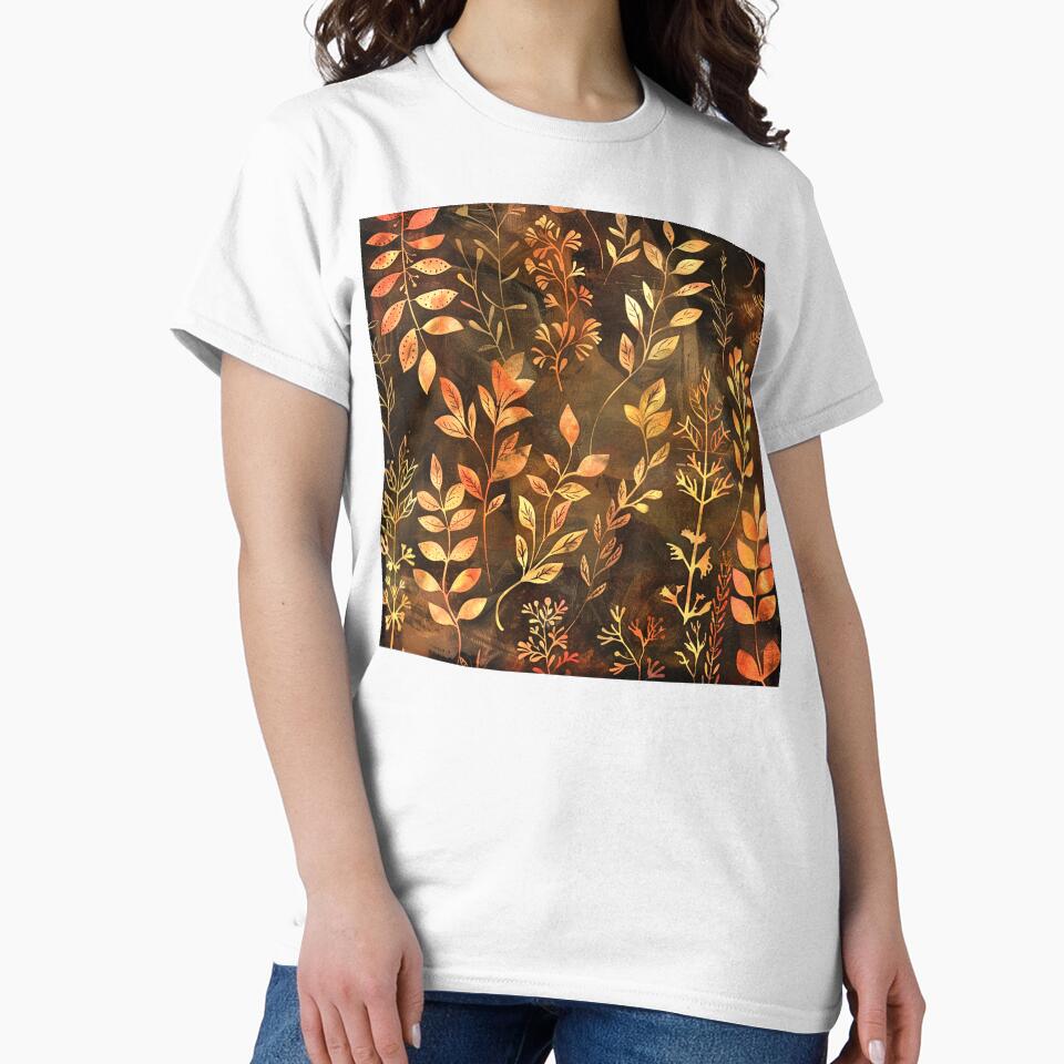 Golden Earth Tones Boho Leaves Designs Digital Art by DEC02