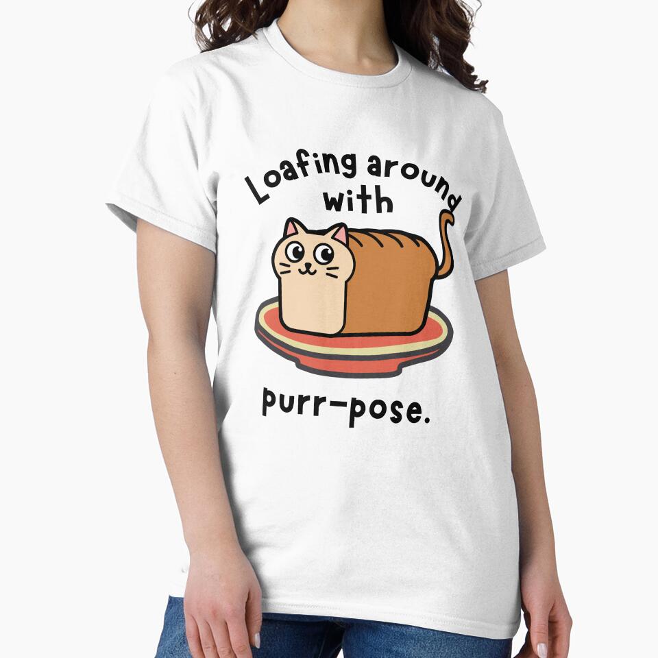 Loafing Around with Purr-pose – Funny Cat Bread Pun Design | Cute Kawaii Cat Lover Gift by The BeeKind Space by TheBeeKindSpace