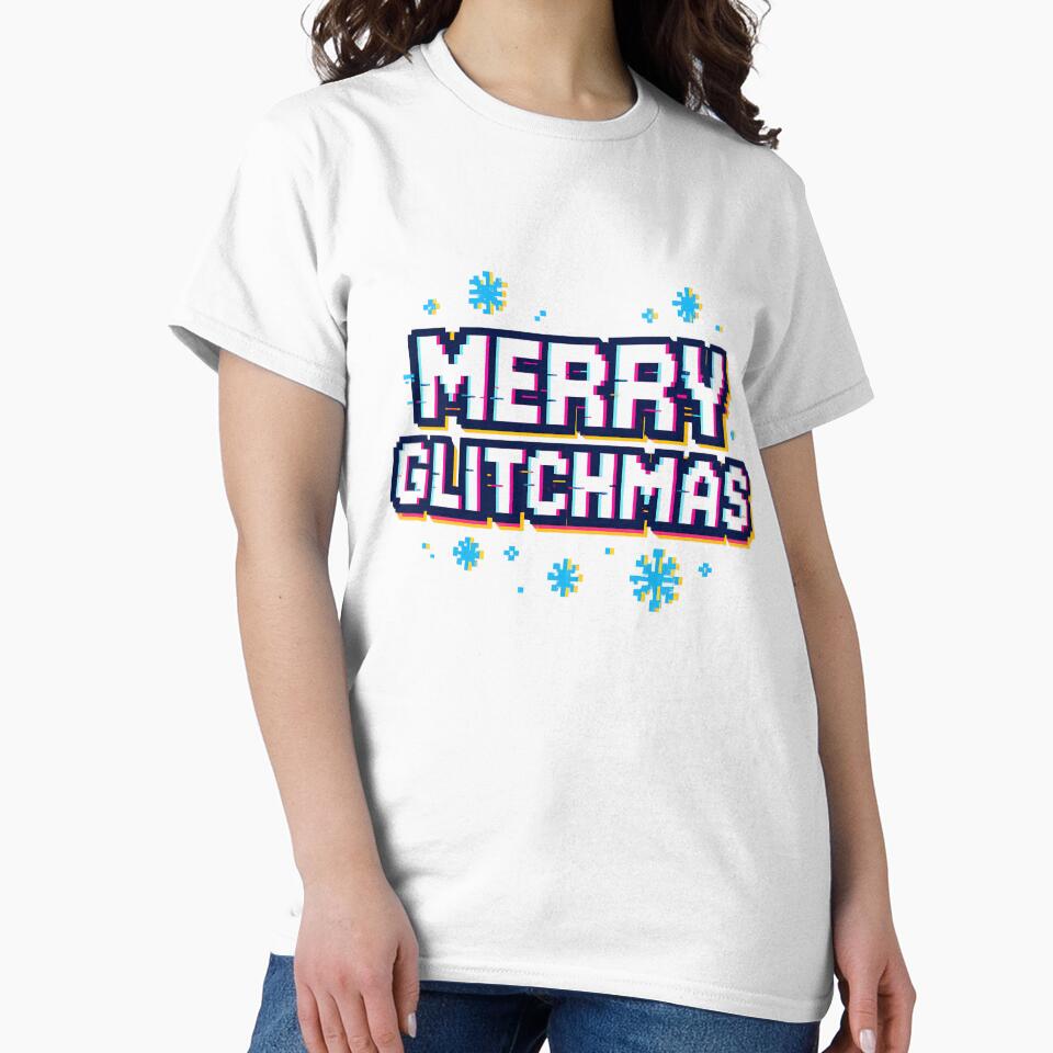 Merry Glitchmas Glitch Christmas Pixel Neon by ZetaDream