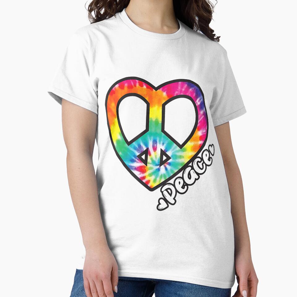 Peace Tie Dye Shirt Vintage Heart Hippie Retro Groovy Gift by AntonetteSimo