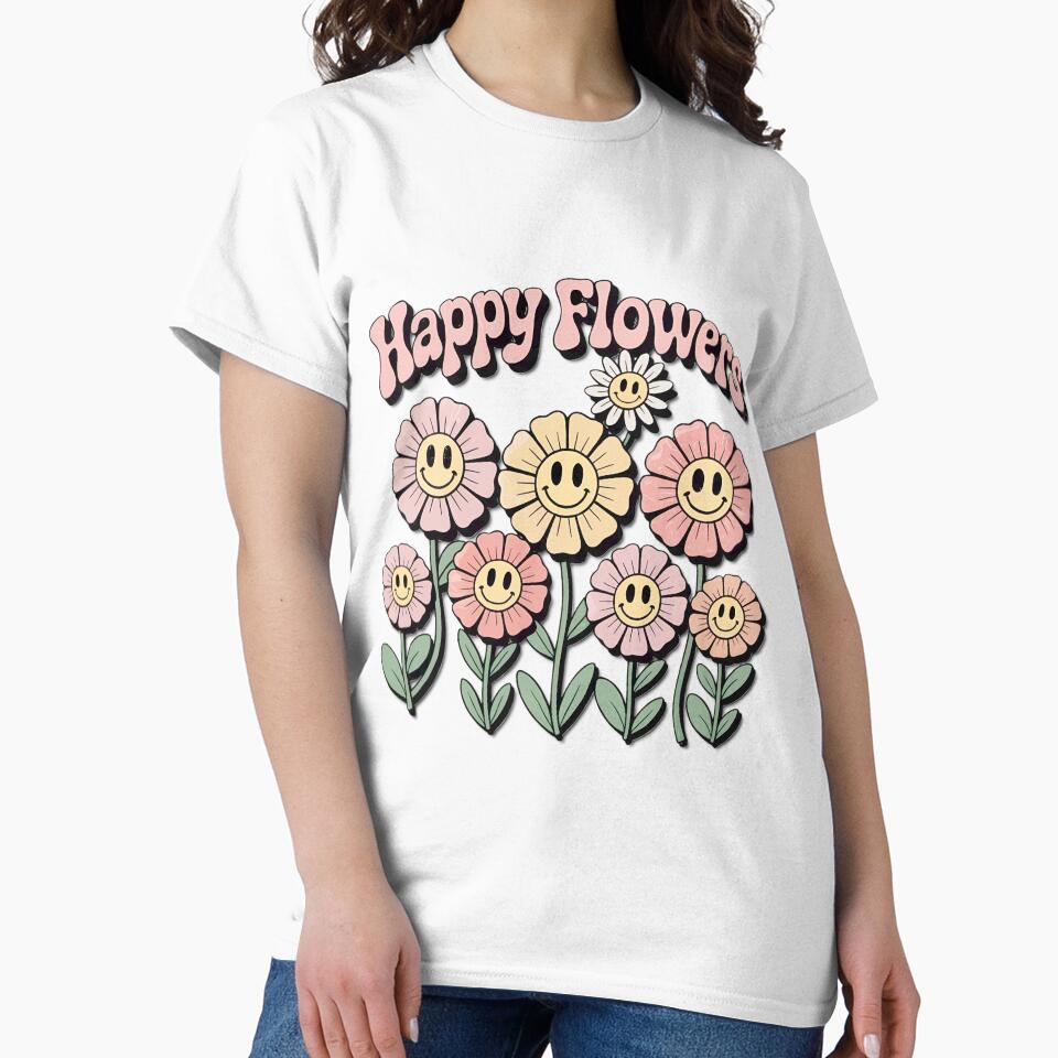 Groovy Happy Flowers Retro Smile Design by Ruth Duran