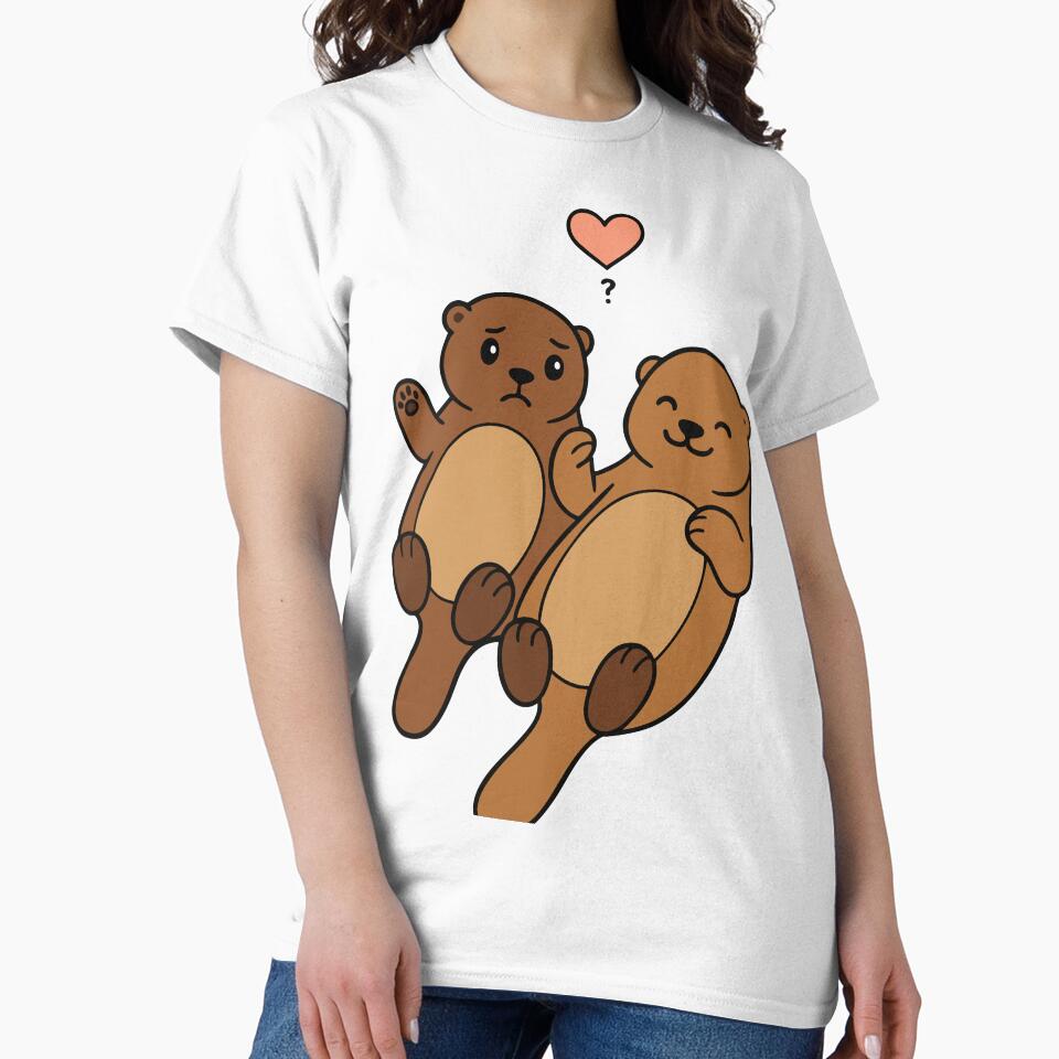 Cute Otter Couple in Love – Adorable Animal Illustration by graphicnew