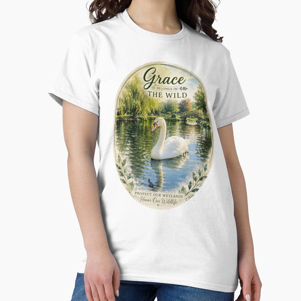 Grace Belongs in the Wild | Swan Wetland Art | Protect Our Wetlands by Whiskered Garden Studio