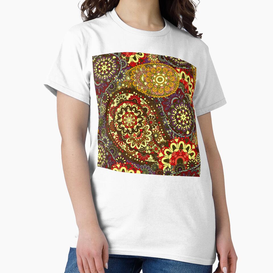 Retro 1960's Paisley Red And Yellow Hippie Pattern by DEC02