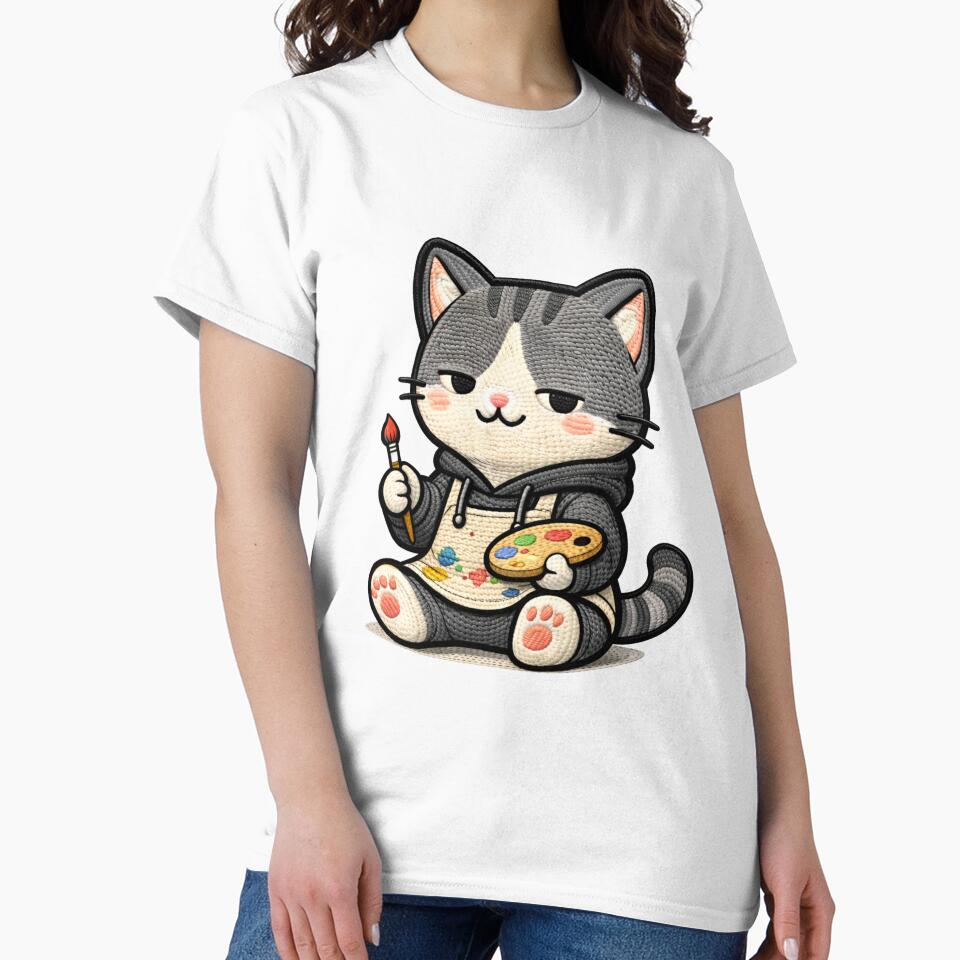 Artist Cat Creative Aesthetic | Painter Kawaii Animal Embroidery Style by ColorSplash123