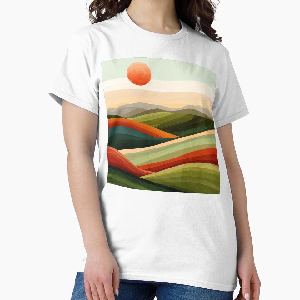 Boho Mountain Landscape Sunset Vibrant Colorful Earthtones Abstract by DEC02