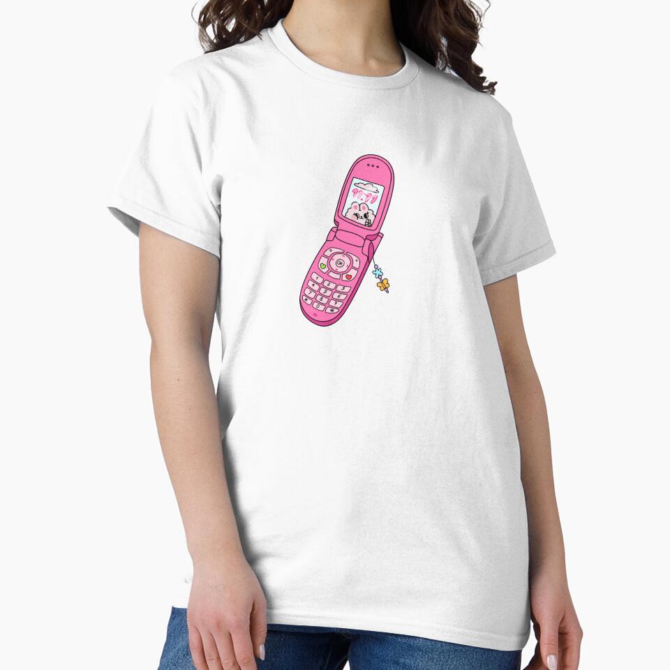 Pink Y2K Flip Phone Clipart - Retro Kawaii Cell Design by Margotikaj