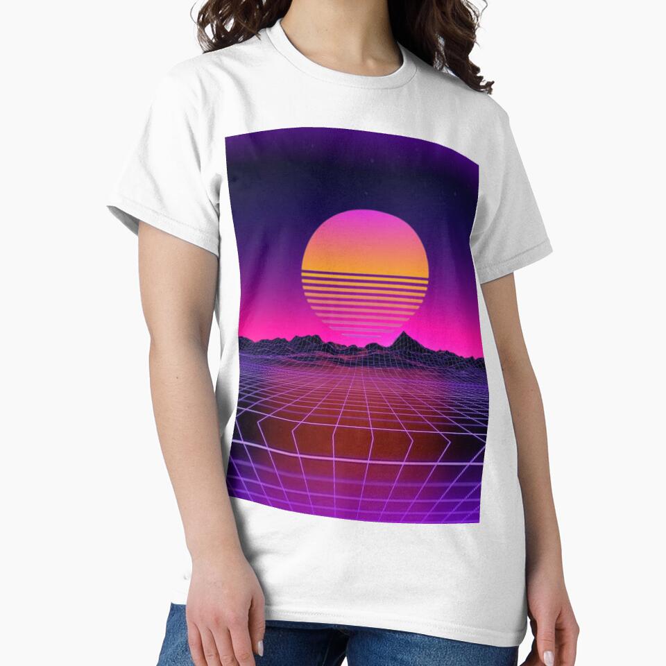 Retro Vaporwave Sunset – Synthwave Aesthetic Grid Art by EverbrightGoods