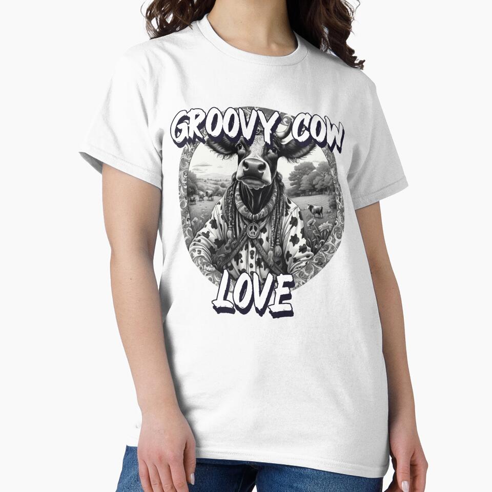 Hippie Cow in pen and ink by EmeraldCauldren