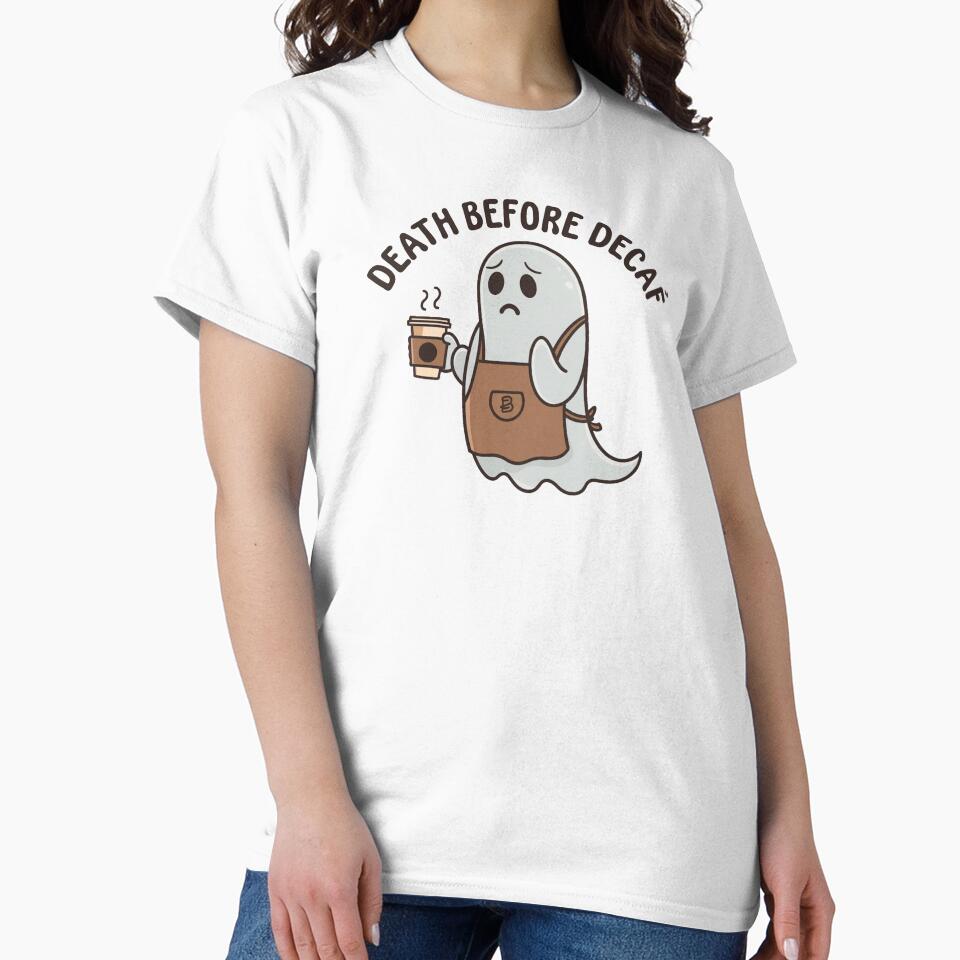 Barista Ghost - Death Before Decaf Coffee Lover Art by OldSchoolRetro