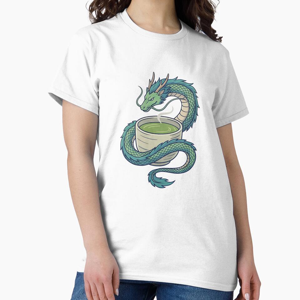 Matcha Dragon Spirit - Japanese Aesthetic Anime T-Shirt by fowzi shokri